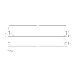 PIET BOON PB750 handdoekstang enkel 750mm mat zwart