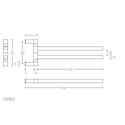 PIET BOON PB450 draaibare handdoekstang 450mm mat zwart