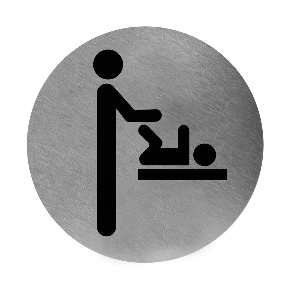 Mediclinics pictogram luierverschoning zelfklevend rond RVS PS0001CS