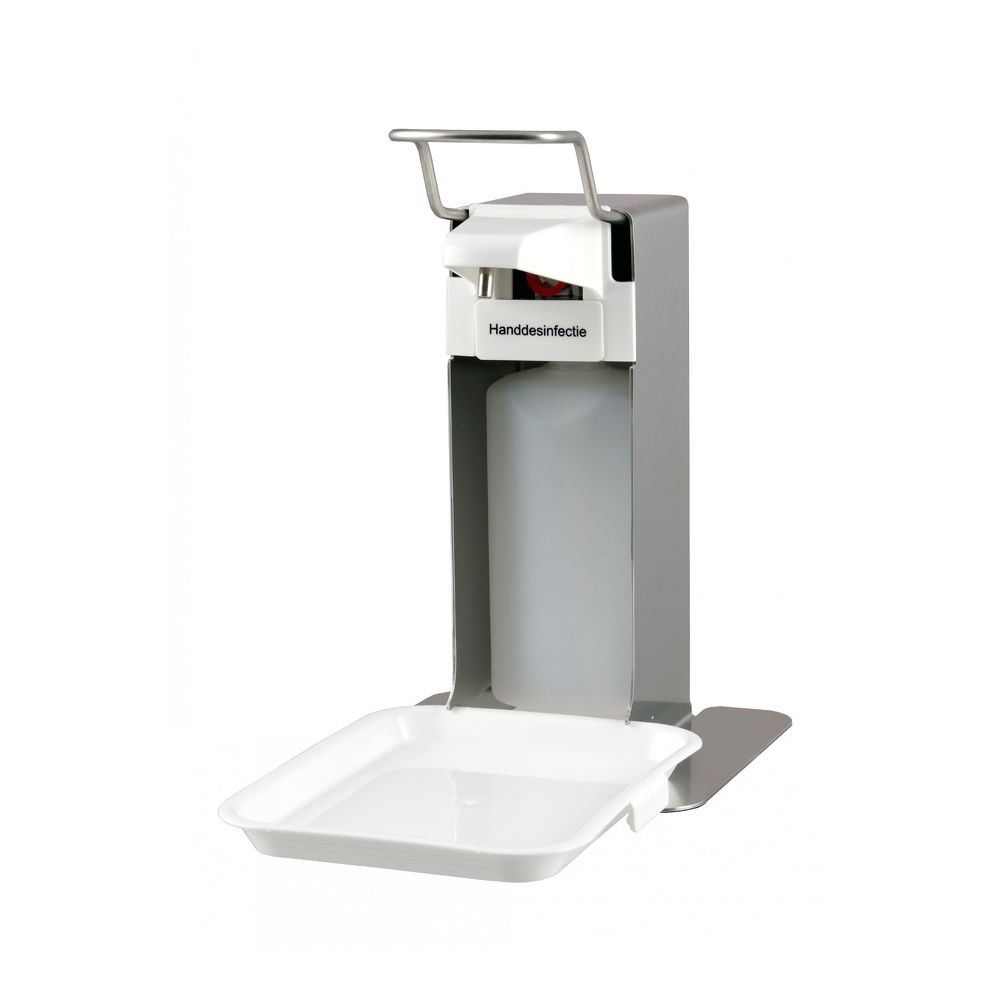MediQo-line zeep- en desinfectiedispenser 500ml RVS + opvangschaal MQLTD05E