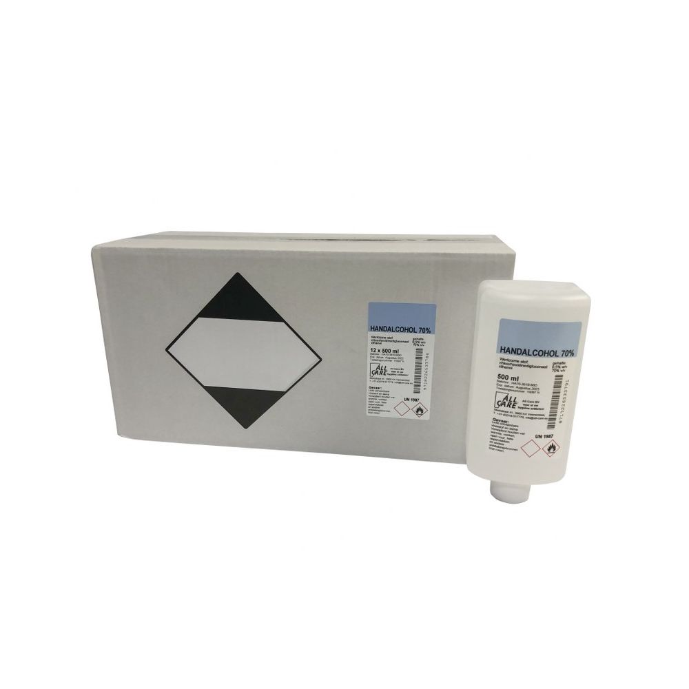 Navul handalcohol 70% 500ml eurofles (doos 12 flessen)