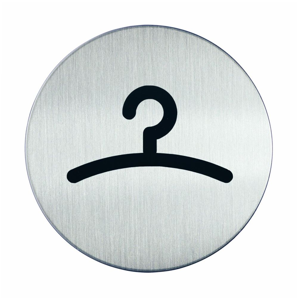 Pictogram zelfklevend rond garderobe RVS
