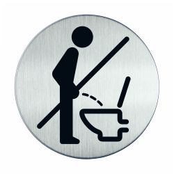 Pictogram zelfklevend rond niet staand plassen RVS