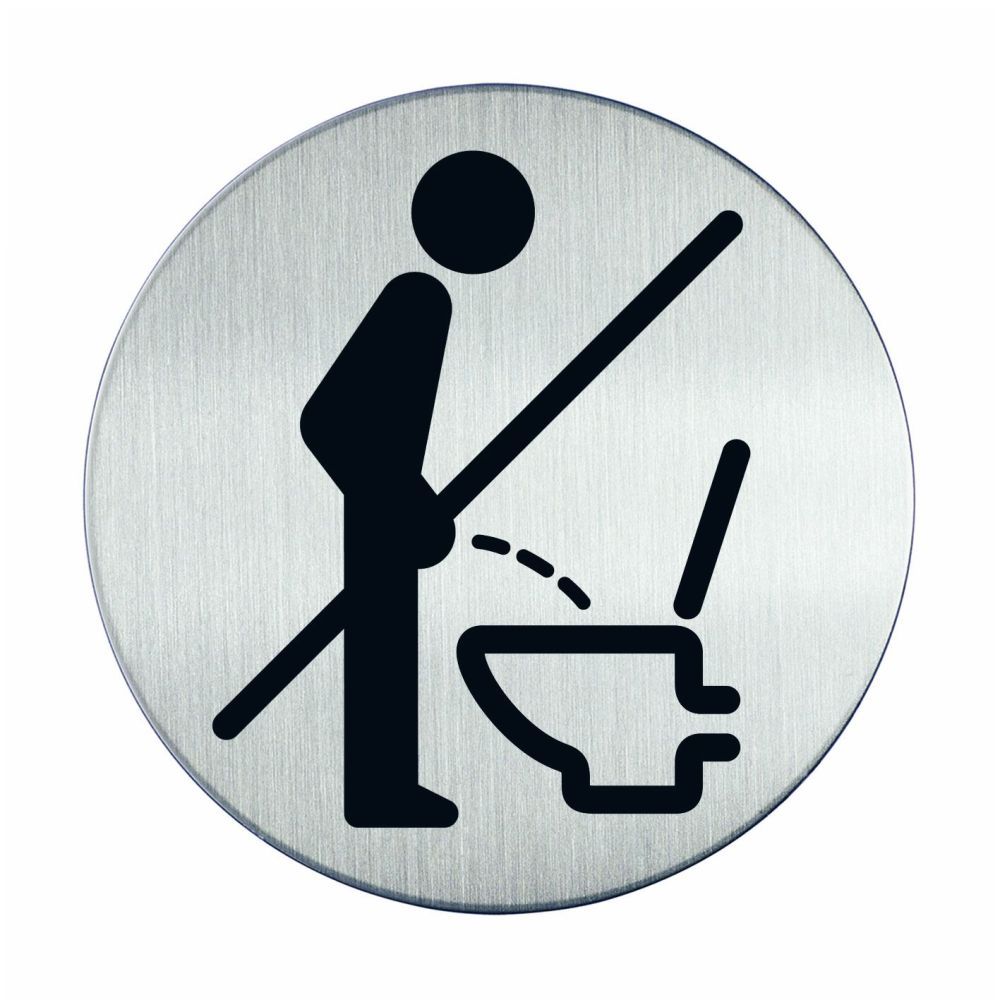 Pictogram zelfklevend rond niet staand plassen RVS