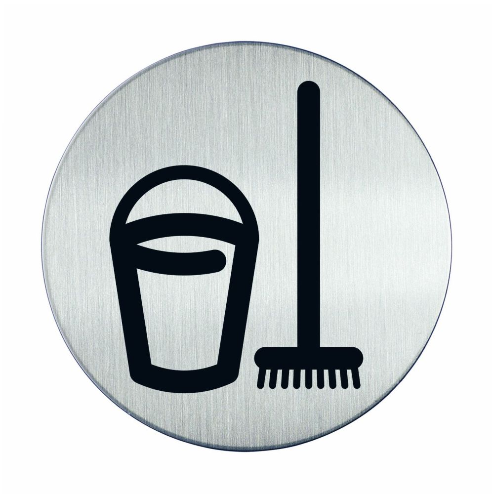 Pictogram zelfklevend rond opbergruimte RVS