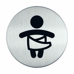 Pictogram zelfklevend rond baby verzorgen RVS