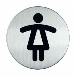 Pictogram zelfklevend rond damestoilet RVS