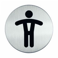 Pictogram zelfklevend rond herentoilet RVS