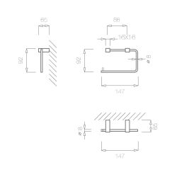 Tupai toiletrolhouder Square - RVS