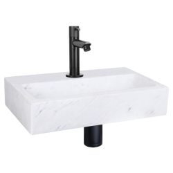 Differnz Flat fonteinset marmer - kraan recht mat zwart