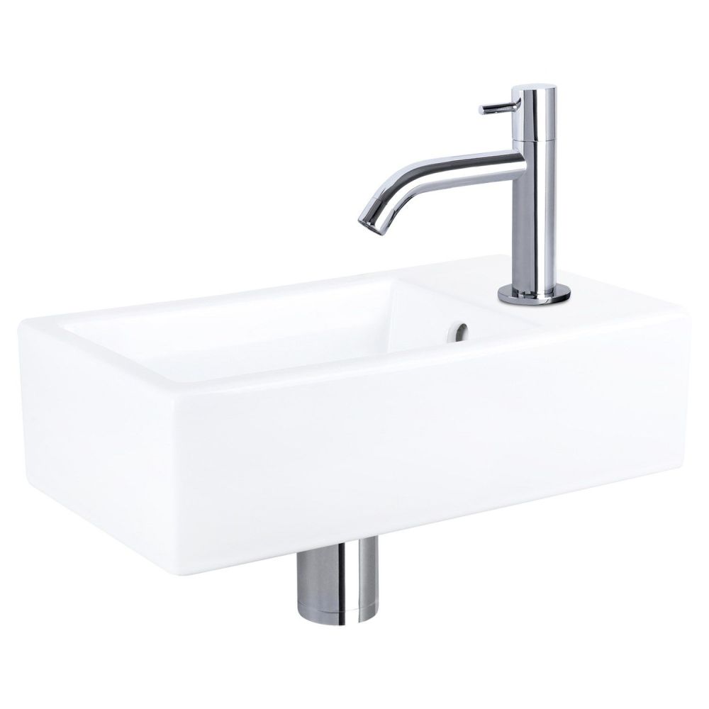Differnz Force fonteinset keramiek - kraan gebogen chroom