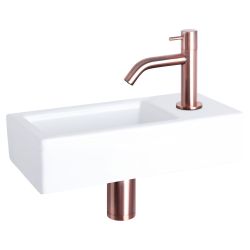 Differnz Ravo fonteinset keramiek - kraan gebogen rood koper