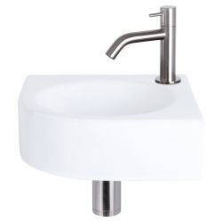 Differnz Cleo fonteinset keramiek - kraan gebogen mat chroom