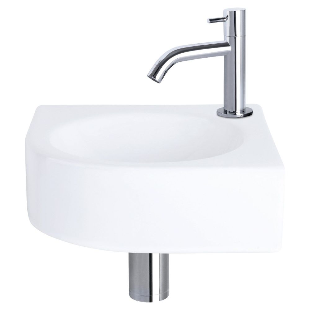 Differnz Cleo fonteinset keramiek - kraan gebogen chroom