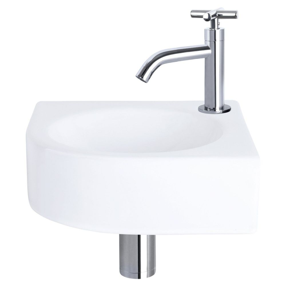 Differnz Cleo fonteinset keramiek - kraan kruis chroom