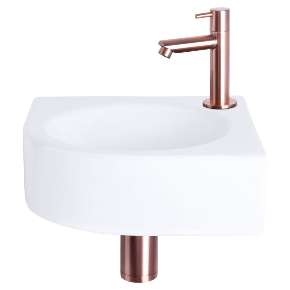 Differnz Cleo fonteinset keramiek - kraan recht rood koper