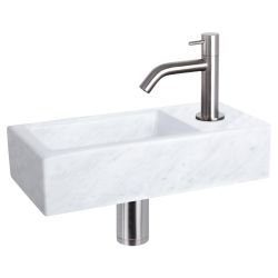 Differnz Helios fonteinset marmer - kraan gebogen mat chroom