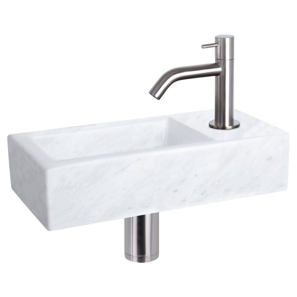 Differnz Helios fonteinset marmer - kraan gebogen mat chroom