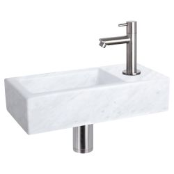 Differnz Helios fonteinset marmer - kraan recht mat chroom