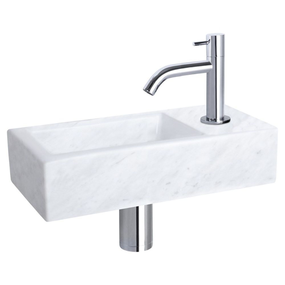 Differnz Helios fonteinset marmer - kraan gebogen chroom