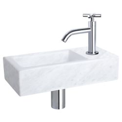 Differnz Helios fonteinset marmer - kraan kruis chroom