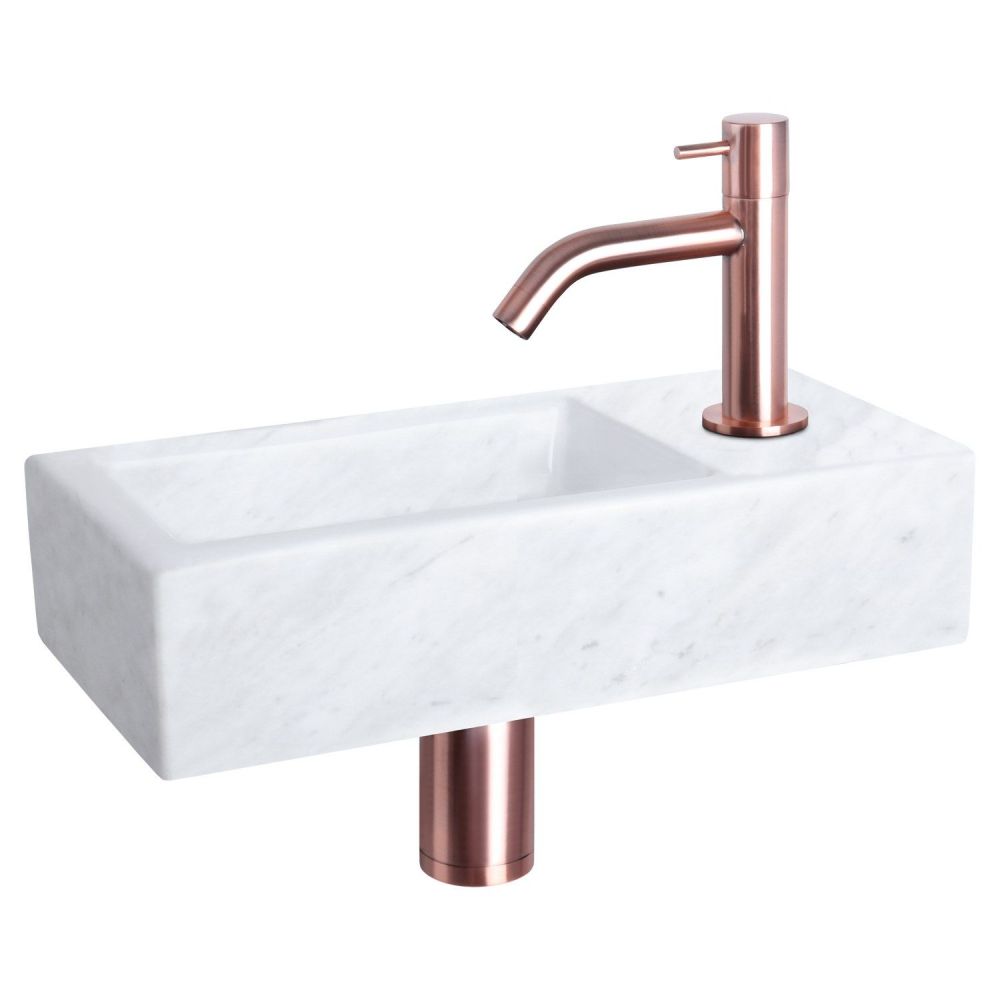 Differnz Helios fonteinset marmer - kraan gebogen rood koper