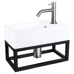 Differnz Force fonteinset keramiek - kraan gebogen - met handdoekrek mat chroom