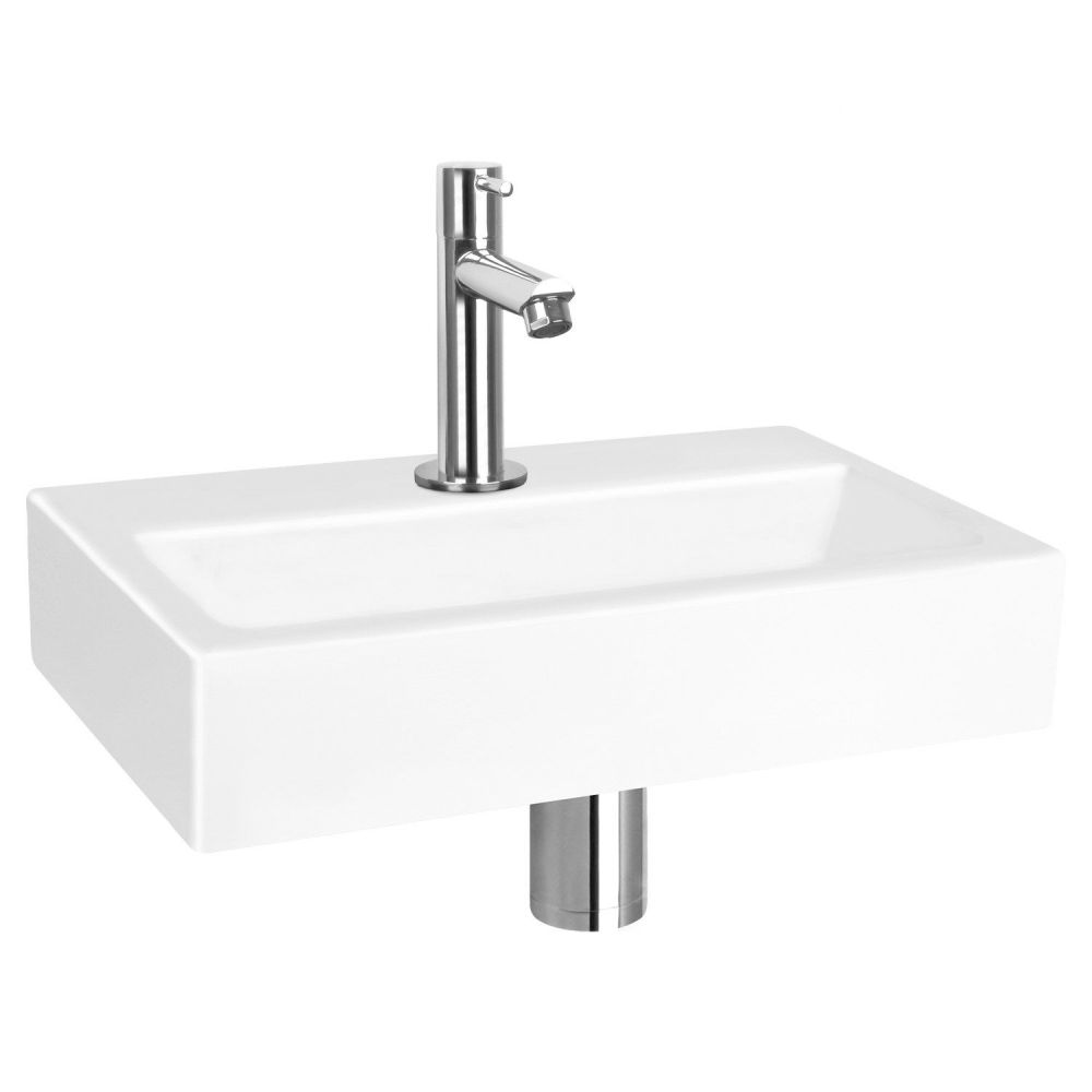 Differnz Flat fonteinset keramiek - kraan gebogen chroom