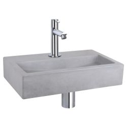 Differnz Flat fonteinset beton lichtgrijs - kraan gebogen chroom