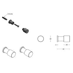 PIET BOON PB20 set van 2 haken 20mm mat RVS