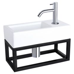 Differnz Ravo fonteinset keramiek - kraan gebogen - met handdoekrek chroom