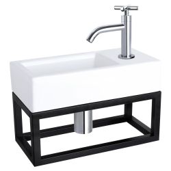 Differnz Ravo fonteinset keramiek - kraan kruis - met handdoekrek chroom