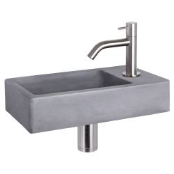 Differnz Force fonteinset beton donkergrijs - kraan gebogen mat chroom