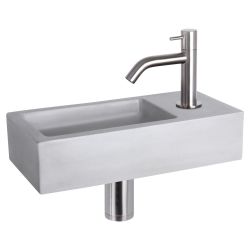 Differnz Ravo fonteinset beton lichtgrijs - kraan gebogen mat chroom