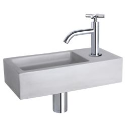 Differnz Ravo fonteinset beton lichtgrijs - kraan kruis chroom