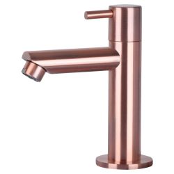Differnz Ravo fonteinset beton lichtgrijs - kraan recht rood koper