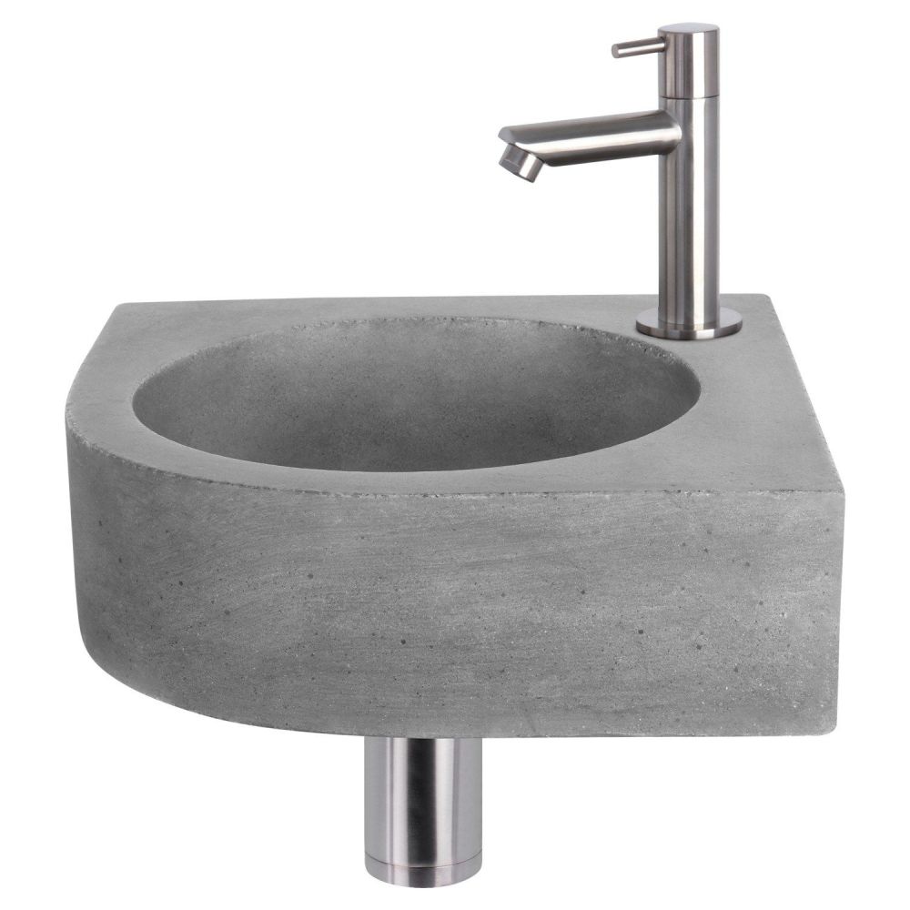 Differnz Cleo fonteinset beton donkergrijs - kraan recht mat chroom