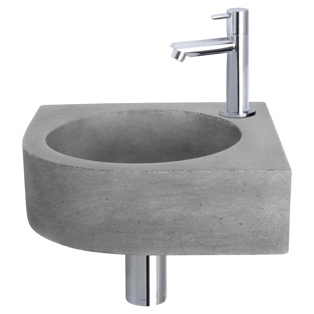 Differnz Cleo fonteinset beton donkergrijs - kraan recht chroom