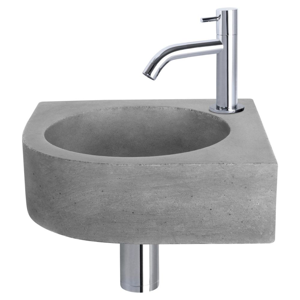 Differnz Cleo fonteinset beton donkergrijs - kraan gebogen chroom