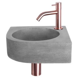 Differnz Cleo fonteinset beton donkergrijs - kraan gebogen rood koper