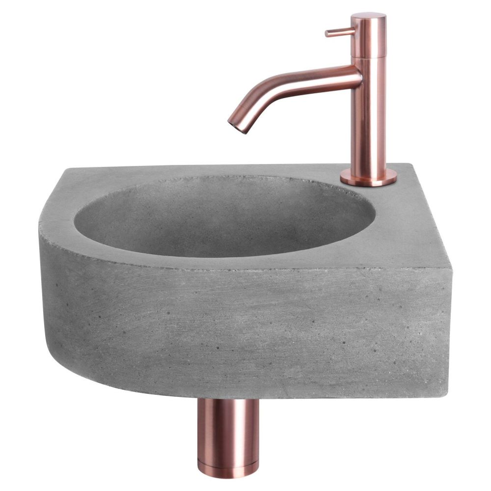 Differnz Cleo fonteinset beton donkergrijs - kraan gebogen rood koper