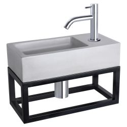 Differnz Ravo fonteinset beton lichtgrijs - kraan gebogen - met handdoekrek chroom