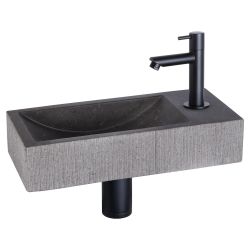 Differnz Ribble fonteinset bombai black - natuursteen - kraan recht mat zwart