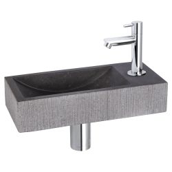 Differnz Ribble fonteinset bombai black - natuursteen - kraan recht chroom