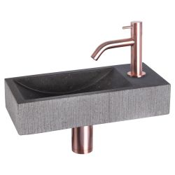 Differnz Ribble fonteinset bombai black - natuursteen - kraan gebogen rood koper