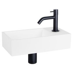 Differnz Solid fonteinset solid surface - kraan gebogen mat zwart