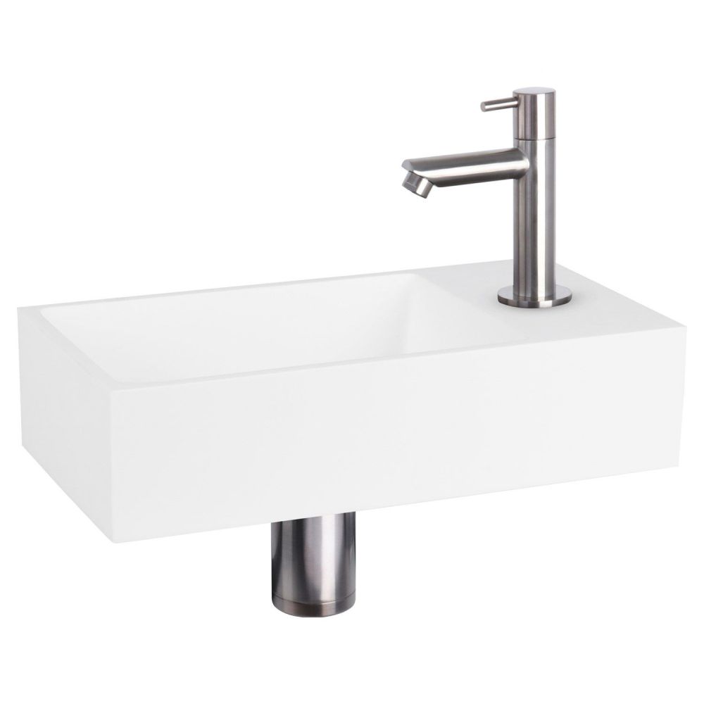 Differnz Solid fonteinset solid surface - kraan recht mat chroom