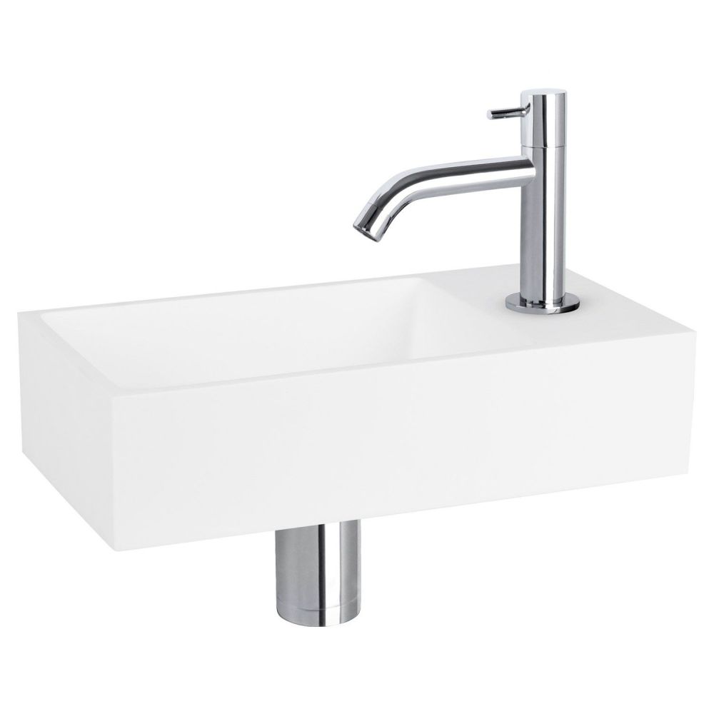 Differnz Solid fonteinset solid surface - kraan gebogen chroom