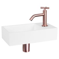 Differnz Solid fonteinset solid surface - kraan kruis rood koper