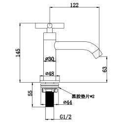 Differnz Solid fonteinset solid surface - kraan kruis rood koper